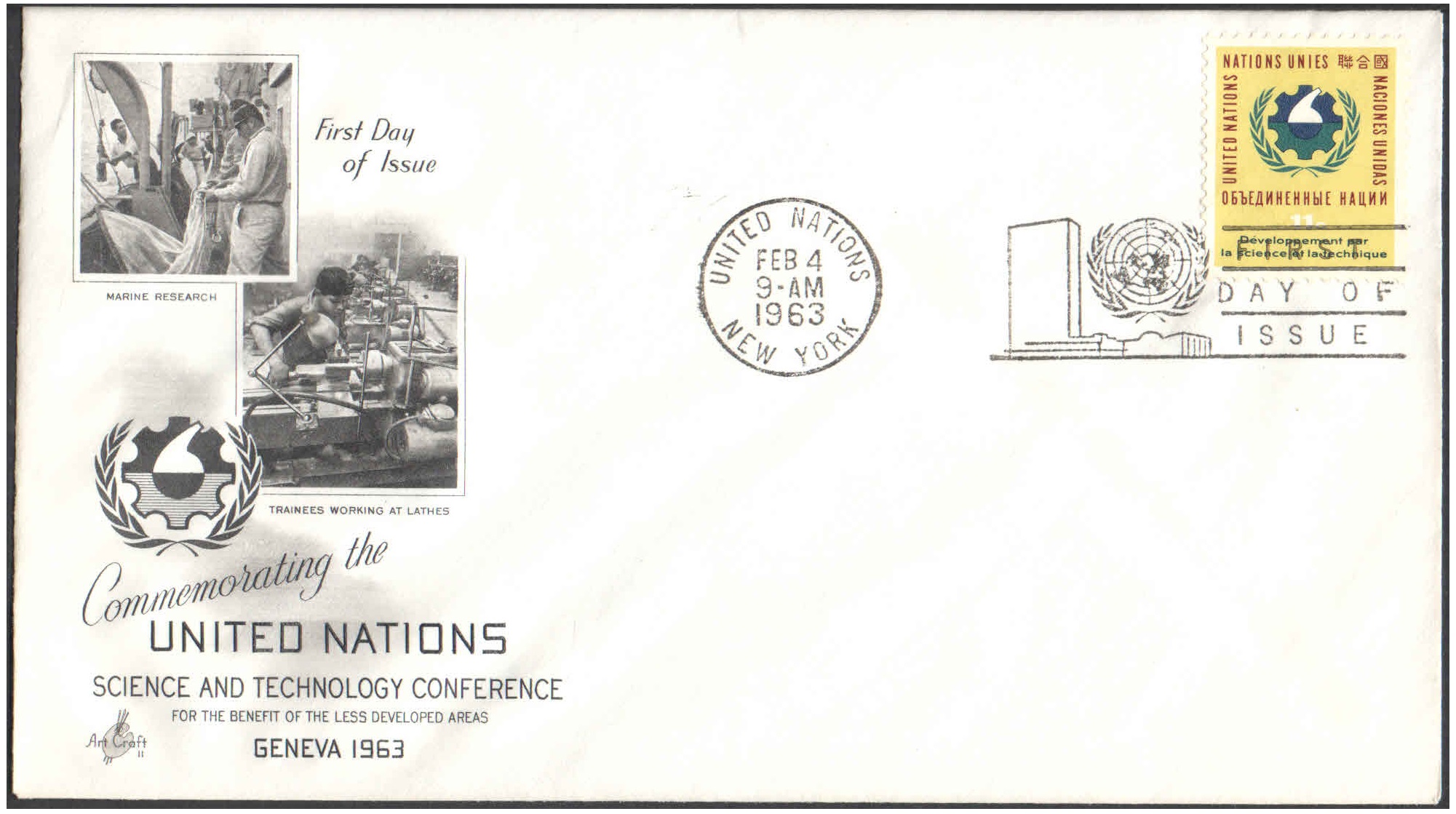 United Nations (UN) 1963 Science & Technology Conference - First Day of Issue Cover