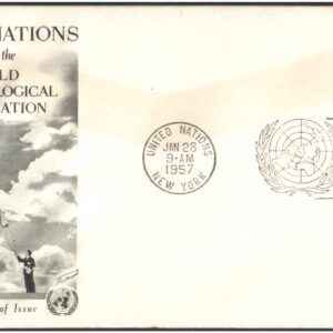United Nations (UN) 1957 World Meteorological Organization (3c stamp)- First Day of Issue Cover