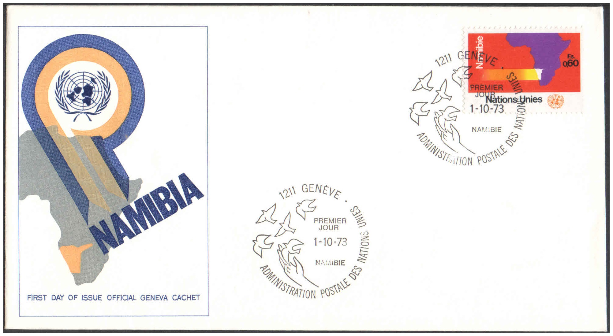 United Nations (UN) 1973 Namibia First Day of Issue Cover