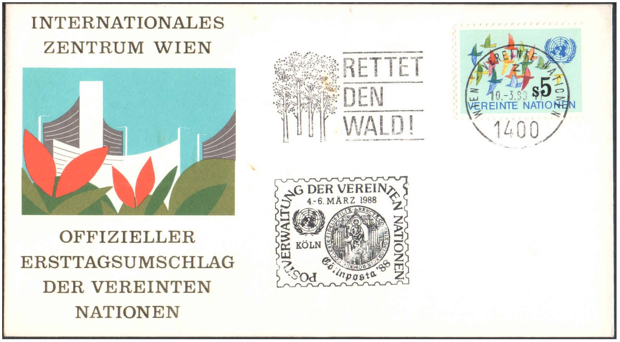 United Nations (UN) 1988 Save the Forest - First Day of Issue Cover