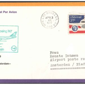 First Flight Cover - (03 April 1977) - Lufthansa LOS ANGELES ( USA ) to FRANKFURT ( Germany )