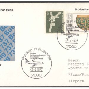 First Flight Cover - (03 April 1977) - Lufthansa STUTTGART ( Germany ) to NICE ( France )
