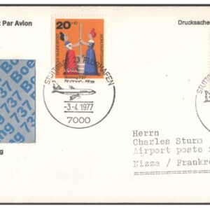 First Flight Cover - (03 April 1977) - Lufthansa STUTTGART ( Germany ) to NICE ( France )
