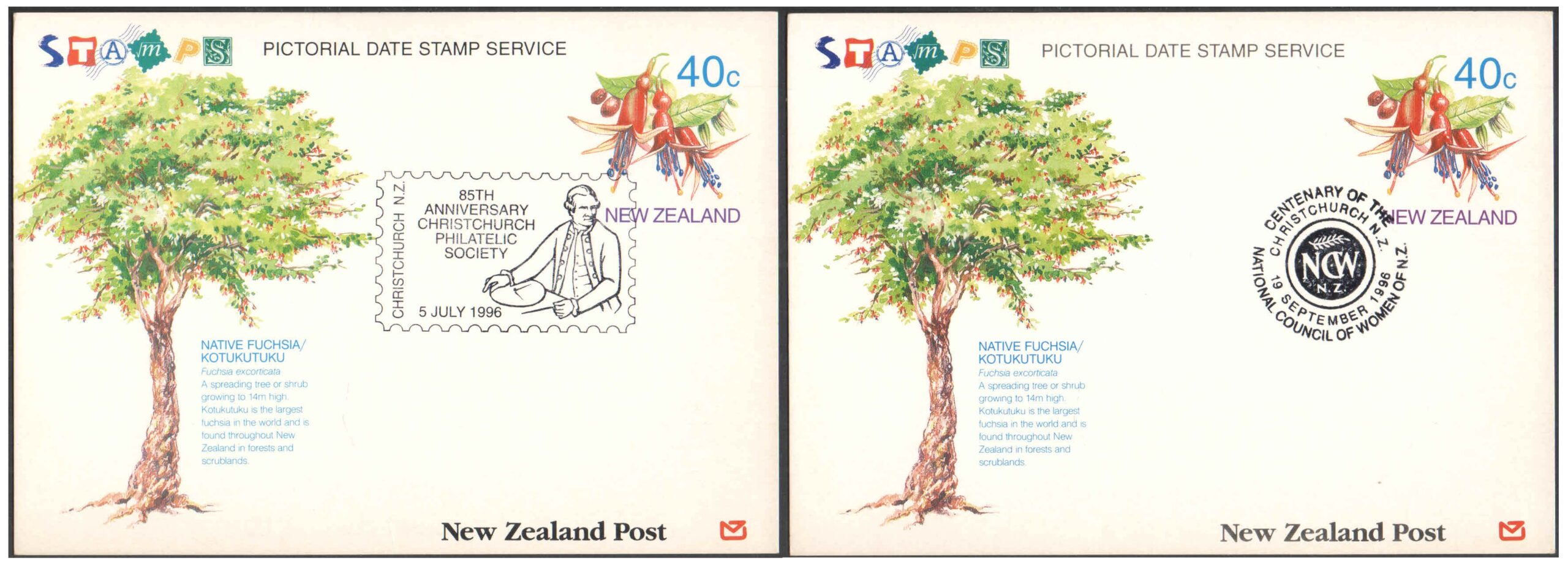 New Zealand 1992 - Christchurch -Set of 2 Pictorial Date Stamped First Day Postcards