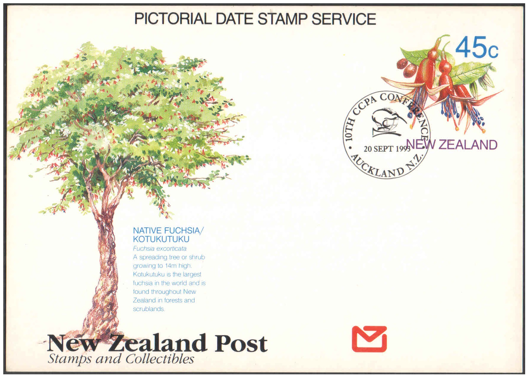 New Zealand 1993 - CCPA Conference - Pictorial Date Stamped First Day Postcard