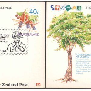 New Zealand 1996 - NZ 16 Page Stamp Exhibition - Set of 2 Pictorial Date Stamped First Day Postcards