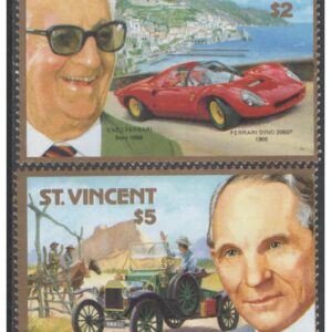 St. Vincent 1987 Automobile Centenary - Famous Car Makers - Benz, Ferrari, Ford, Rolls Royce - Set of 4 stamps MNH