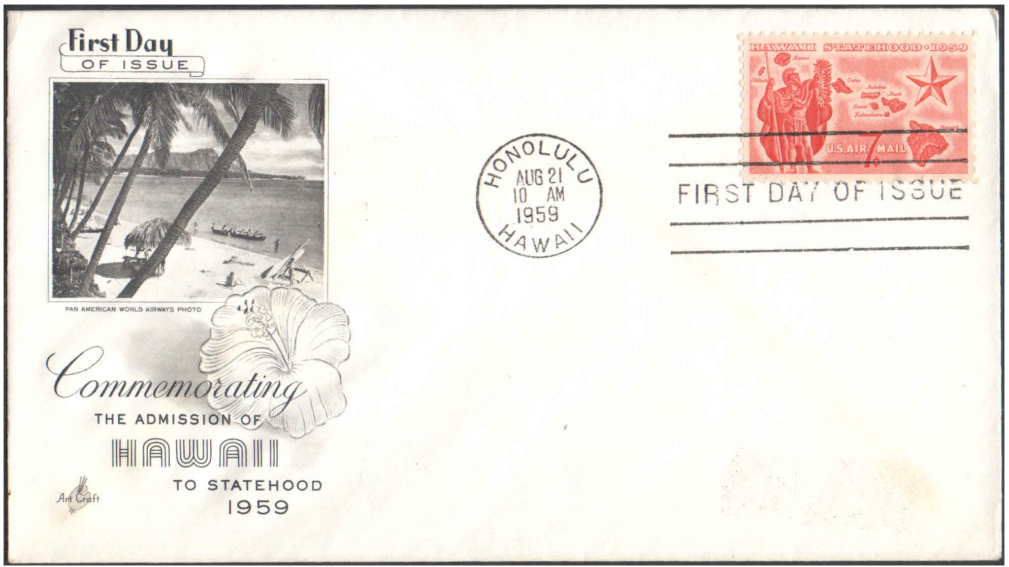 USA 1959 Commemoration of Admission of Hawaii as 50th U.S. State - First Day Cover