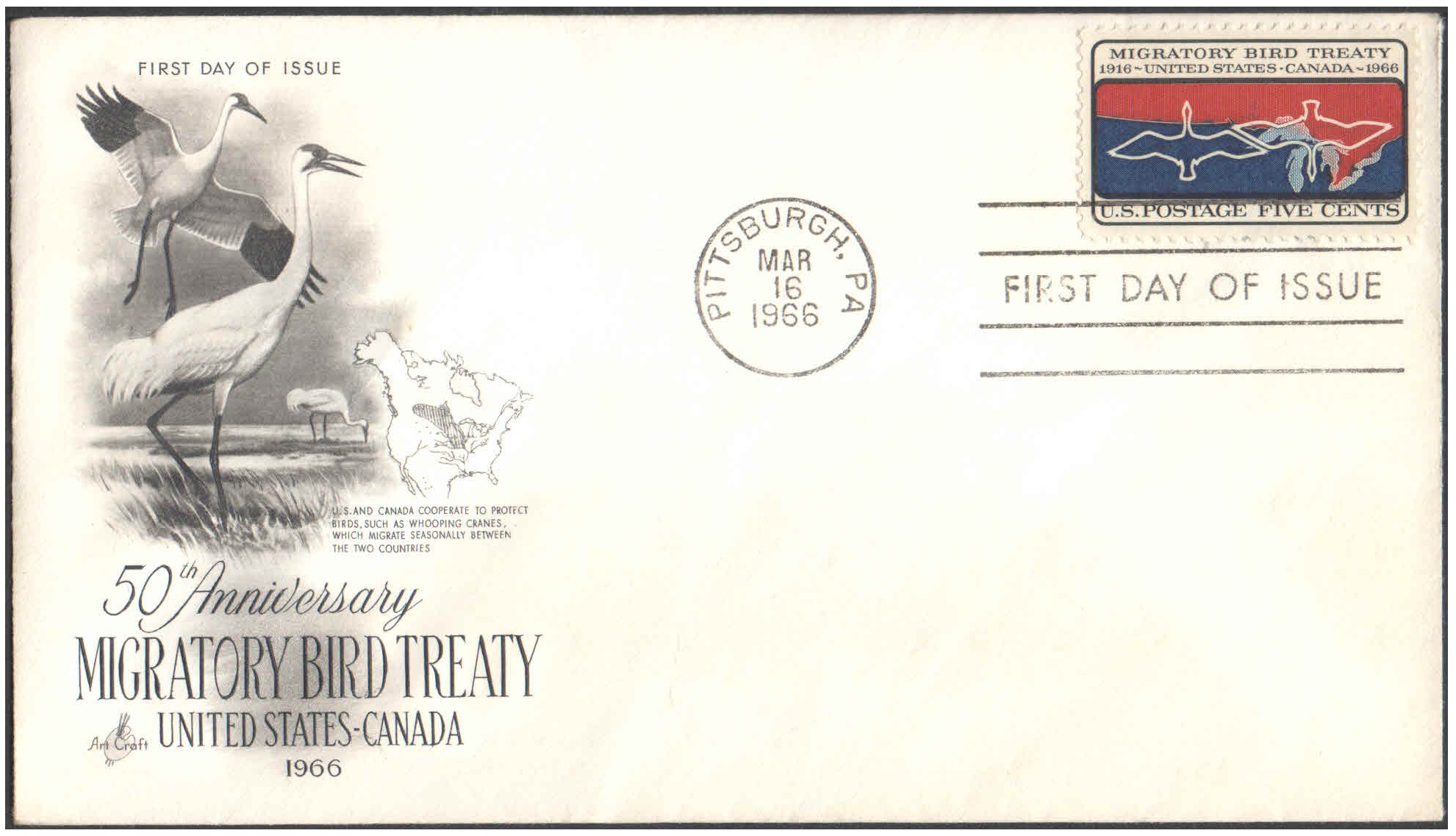 USA 1966 Migratory Bird Treaty - US & Canada - First Day Cover
