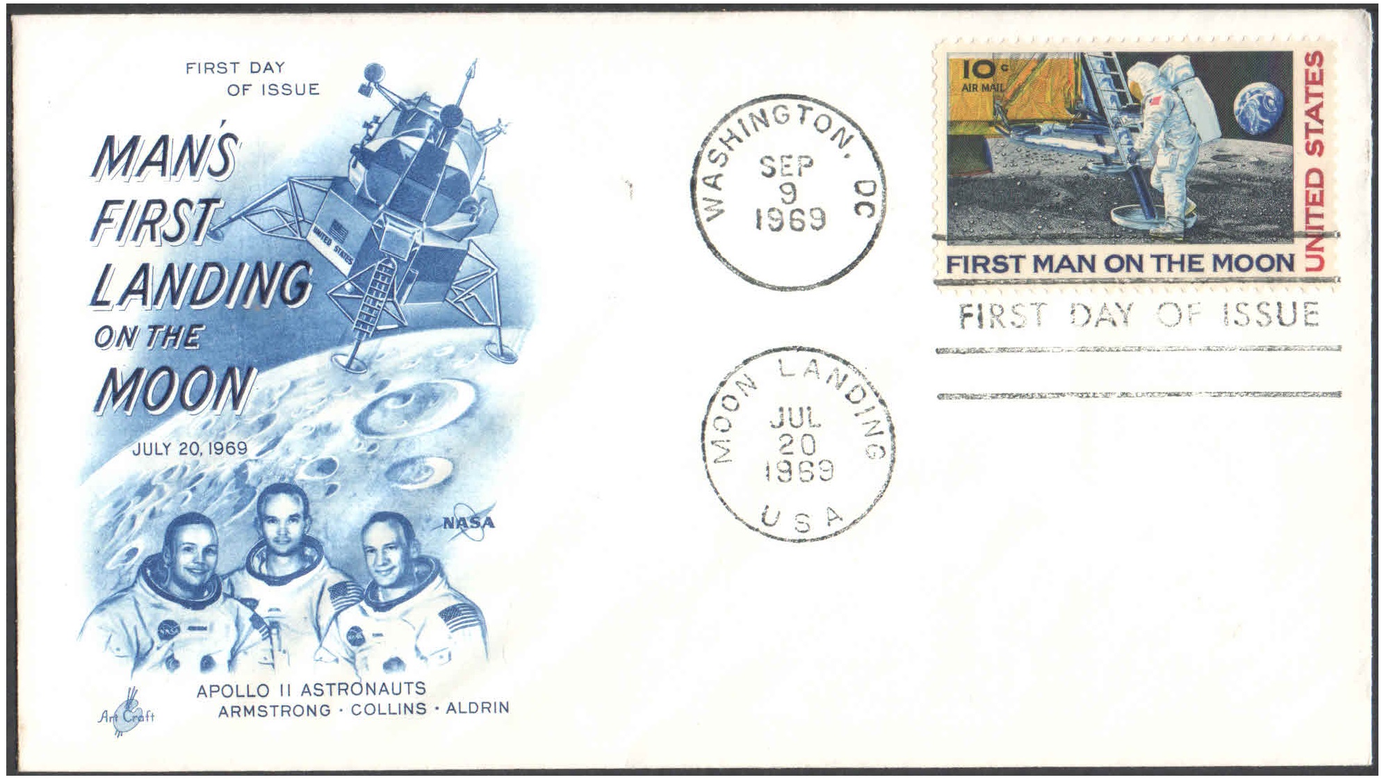 USA 1969 Man's First Landing on the Moon - Apollo 2 - First Day Cover