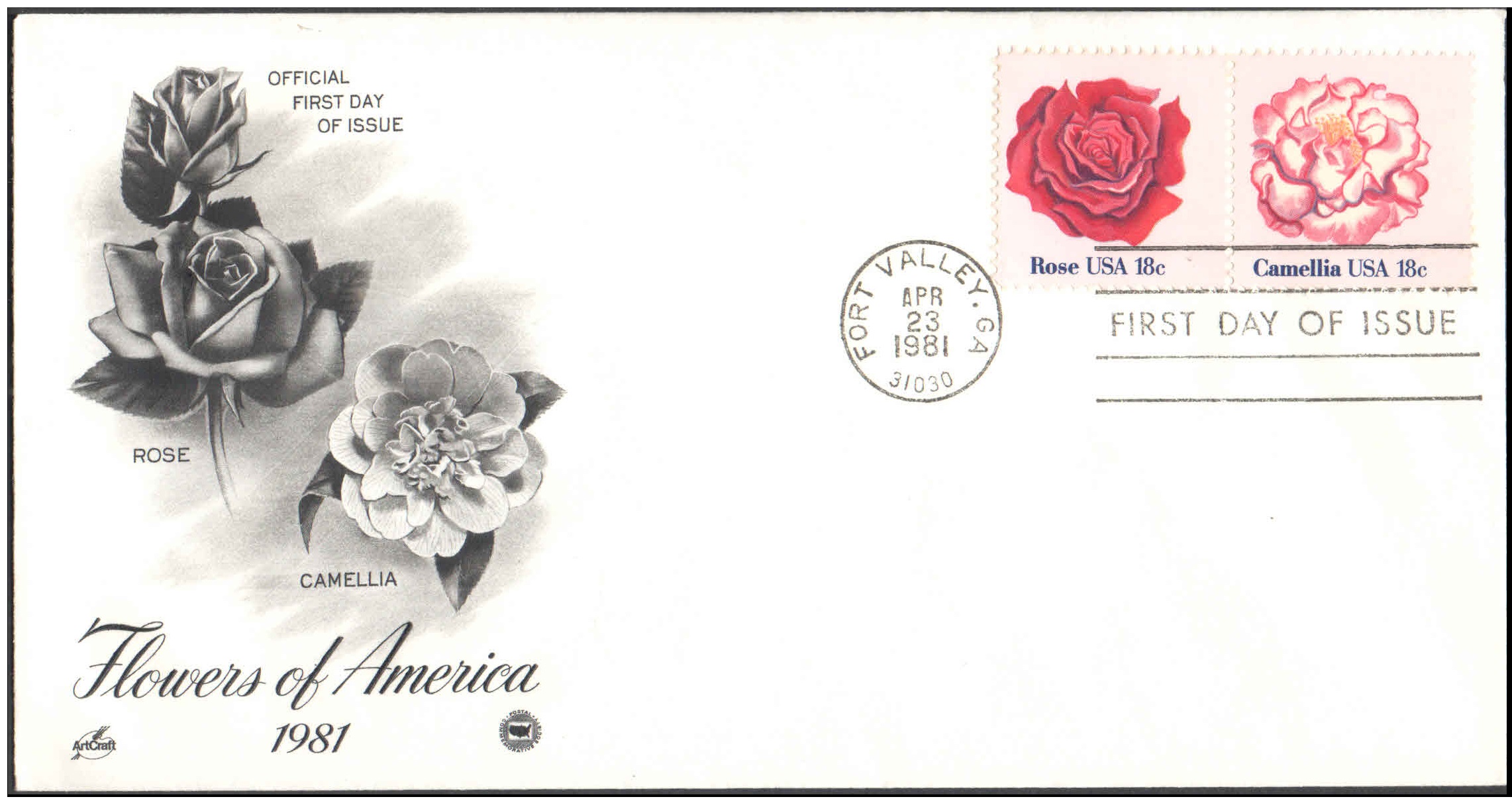 USA 1981 Flowers of America - Rose & Camelia - First Day Cover