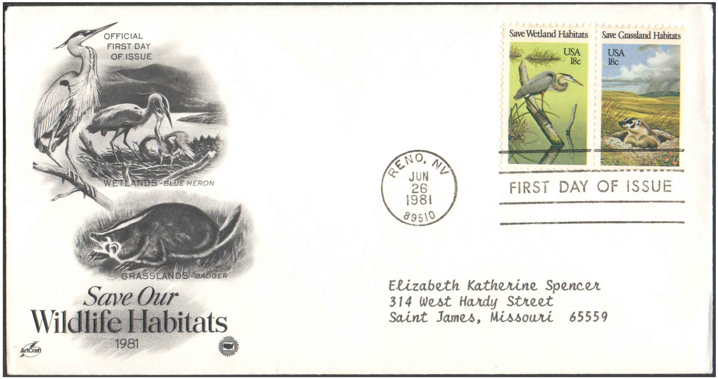 USA 1981 Save Our Wildlife Habitats - Wetlands, Grasslands - First Day Cover
