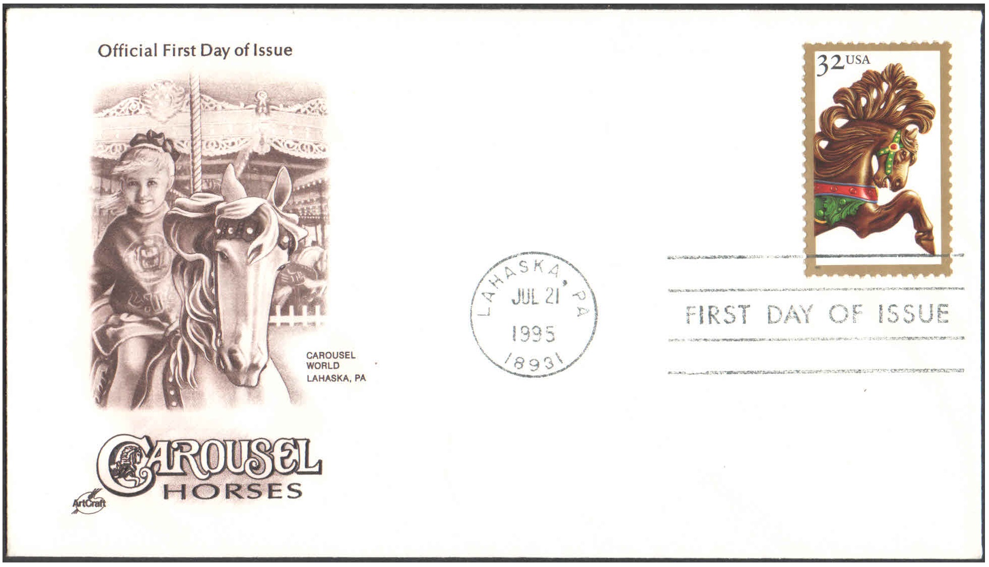 USA 1995 Carousel Horses - First Day Cover