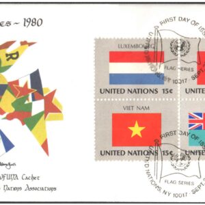 United Nations (UN) 1980 - Flag Series First Day Cover - Luxembourg, Turkey, Vietnam, Fiji