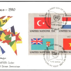 United Nations (UN) 1980 - Flag Series First Day Cover - Turkey, Luxembourg, Fiji, Vietnam