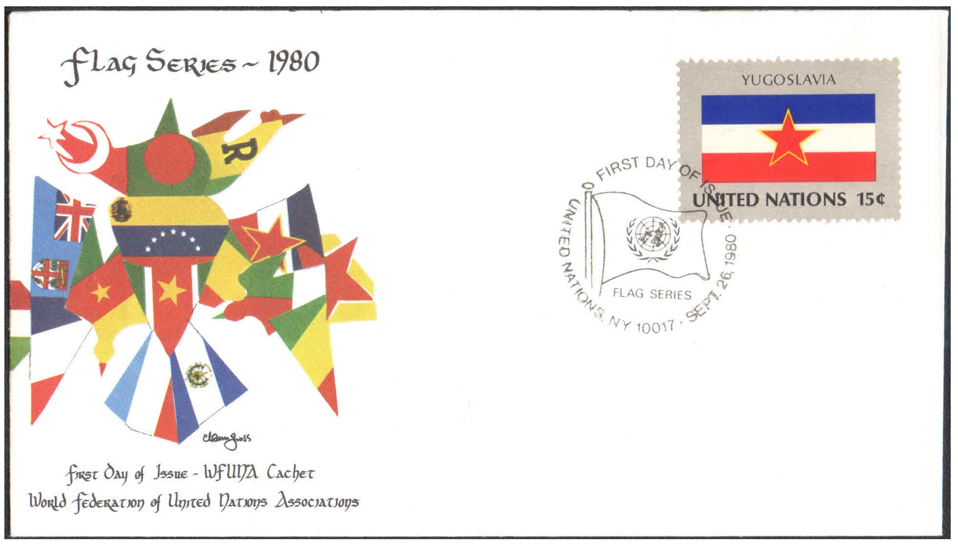 United Nations (UN) 1980 - Flag Series First Day Cover - Yugoslavia