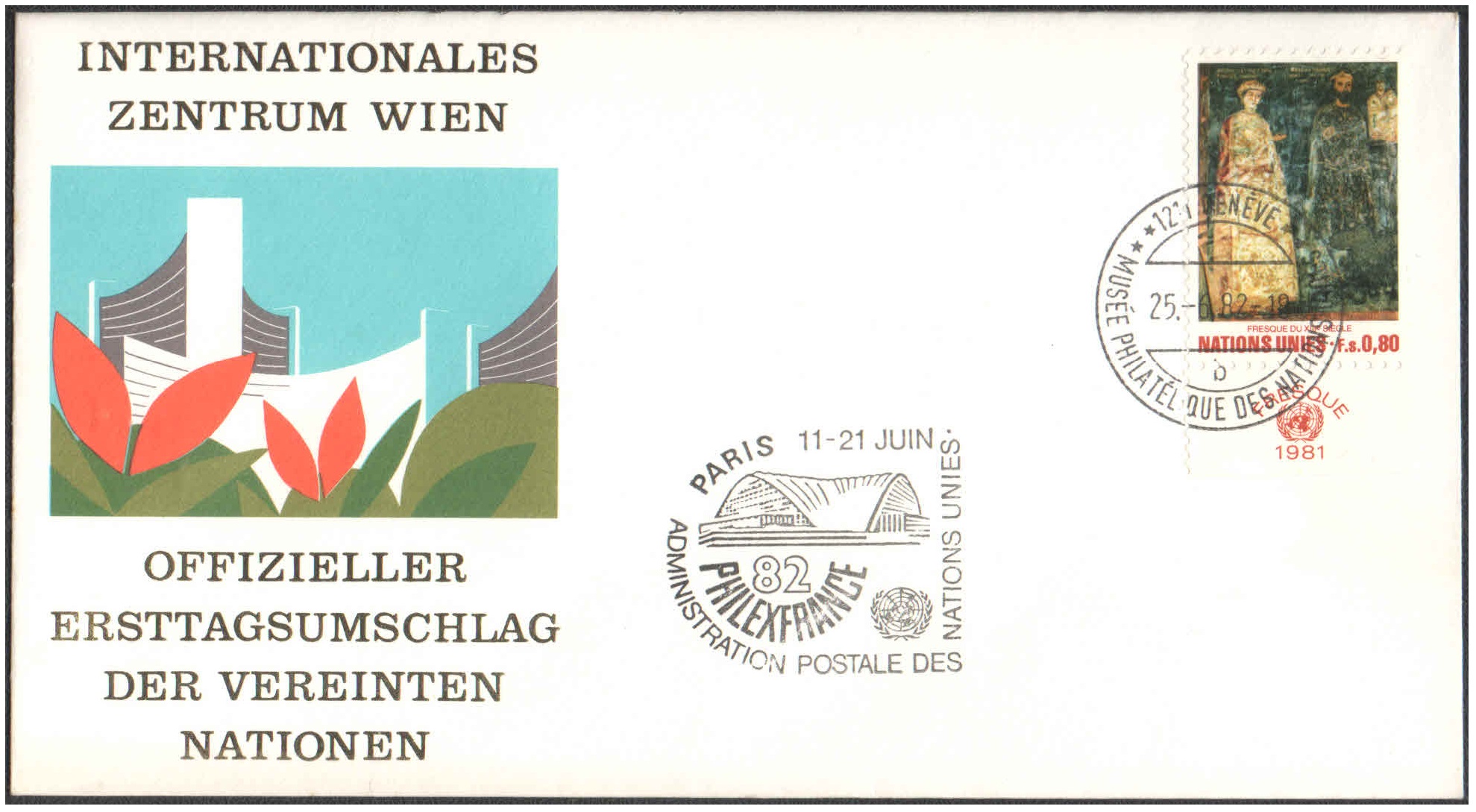 United Nations (UN) 1982 - Special Cover - PHILEXFRANCE-82 - Music Philately