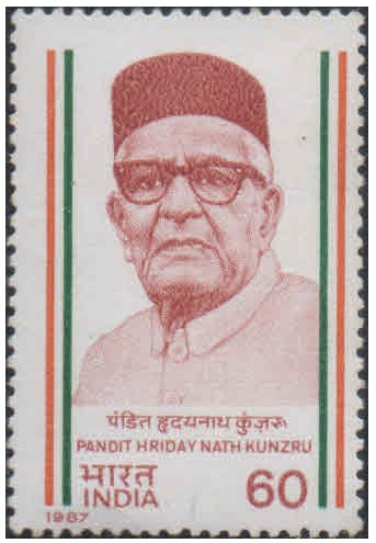 India 1987 India's Struggle For freedom 6th series - Pandit Hriday Nath Kunzru - Postage Stamp MNH (Brown gum or gum-stained)