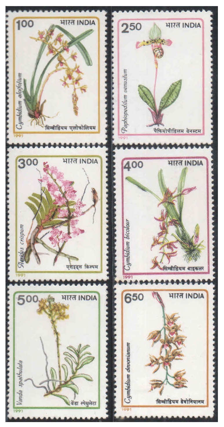 India 1991 Orchids of India - Set of 4 Postage Stamps MNH