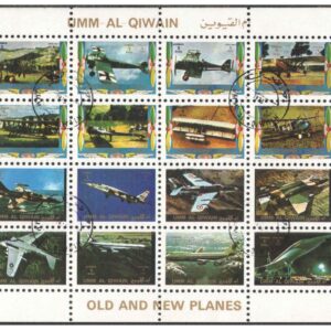 Umm-Al-Qiwain (UAE) 1973 Aircrafts - CTO Cancelled Mini Stamp sheet of 16 stamps MNH